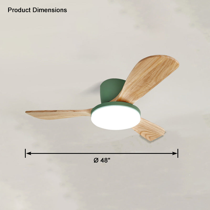 WOMO Ventiladores de techo con luz con 3 Aspas de Madera, Perfil Bajo - WM5058