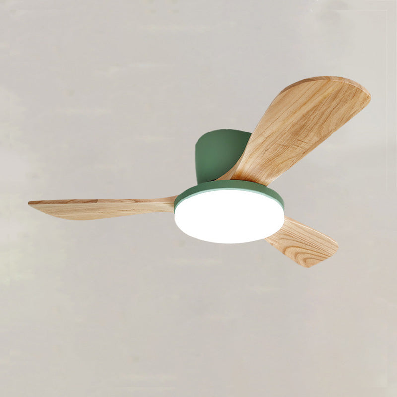 WOMO Ventiladores de techo con luz con 3 Aspas de Madera, Perfil Bajo - WM5058