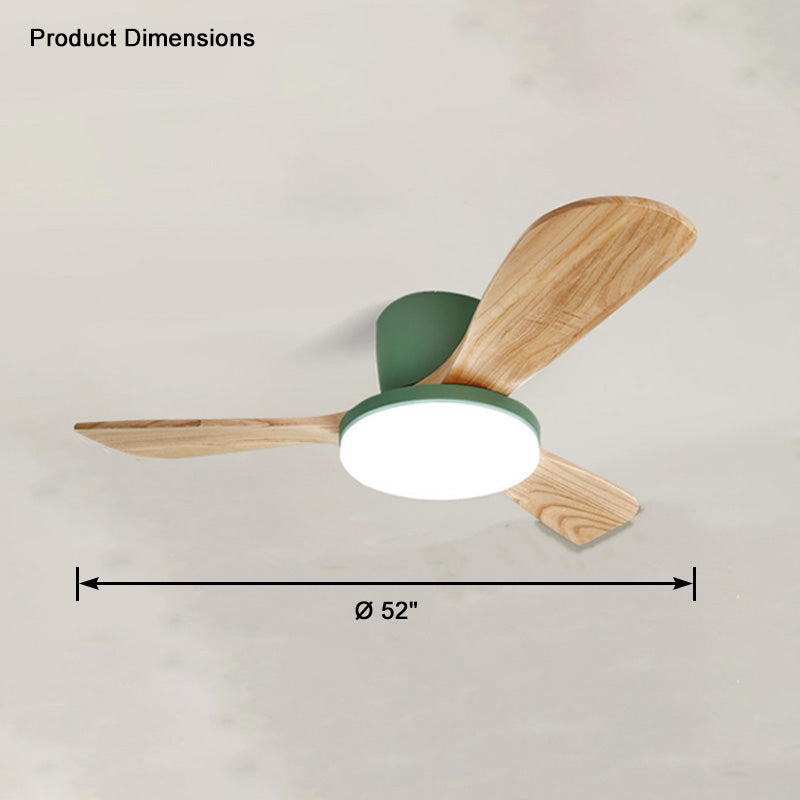 WOMO Ventiladores de techo con luz con 3 Aspas de Madera, Perfil Bajo - WM5058