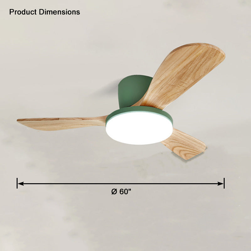 WOMO Ventiladores de techo con luz con 3 Aspas de Madera, Perfil Bajo - WM5058