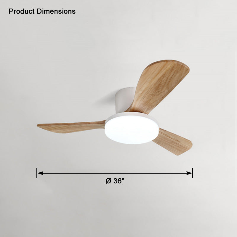 WOMO Ventiladores de techo con luz con 3 Aspas de Madera, Perfil Bajo - WM5058