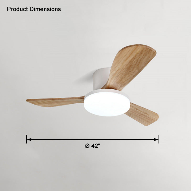 WOMO Ventiladores de techo con luz con 3 Aspas de Madera, Perfil Bajo - WM5058