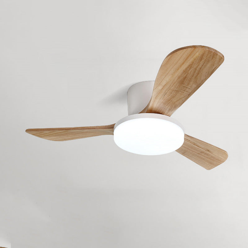 WOMO Ventiladores de techo con luz con 3 Aspas de Madera, Perfil Bajo - WM5058