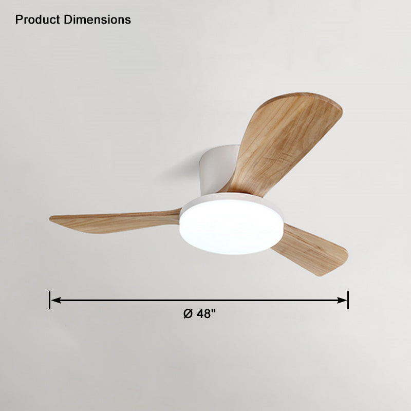 WOMO Ventiladores de techo con luz con 3 Aspas de Madera, Perfil Bajo - WM5058