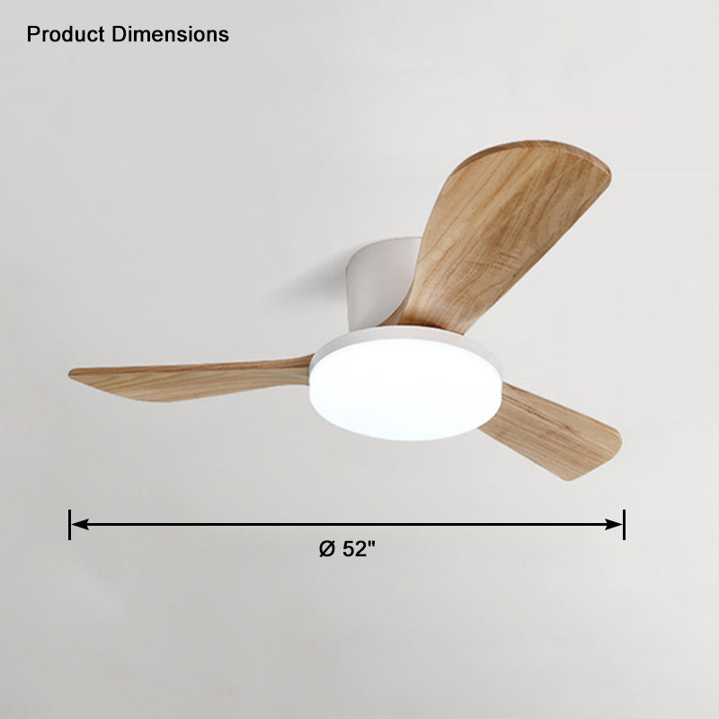 WOMO Ventiladores de techo con luz con 3 Aspas de Madera, Perfil Bajo - WM5058