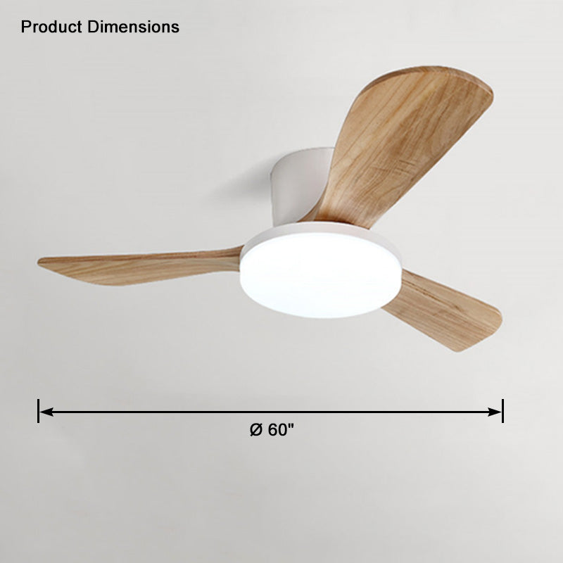 WOMO Ventiladores de techo con luz con 3 Aspas de Madera, Perfil Bajo - WM5058