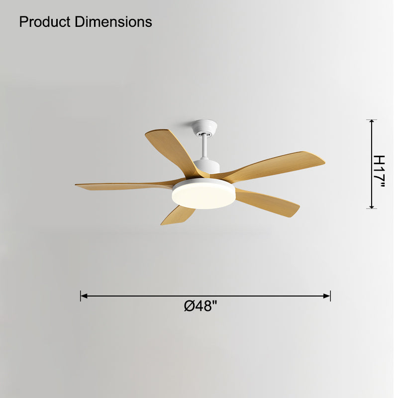 WOMO Ventiladores de techo con luz Escandinava con 5 Aspas - WM5125