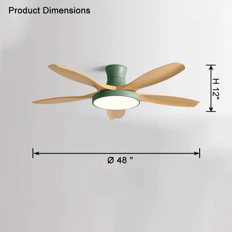WOMO Large Scandinavian Flush Mount Ceiling Fans with Light - WM5130