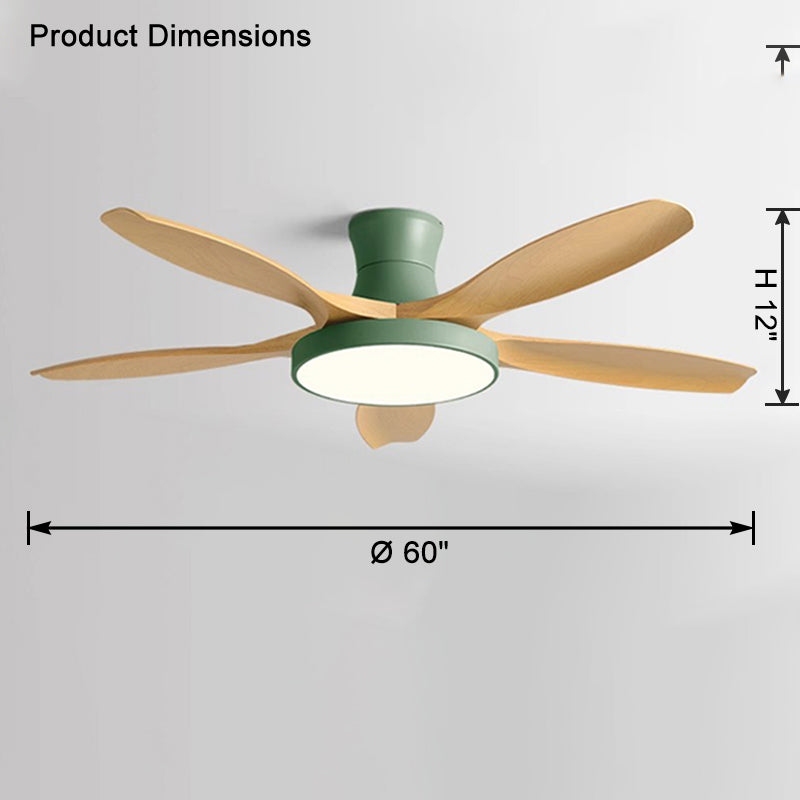 WOMO Large Scandinavian Flush Mount Ceiling Fans with Light - WM5130