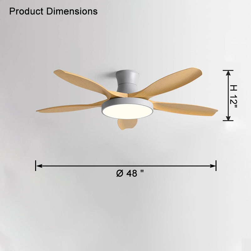 WOMO Large Scandinavian Flush Mount Ceiling Fans with Light - WM5130