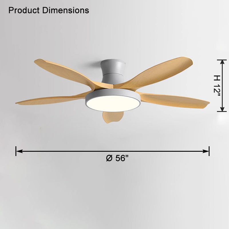 WOMO Large Scandinavian Flush Mount Ceiling Fans with Light - WM5130
