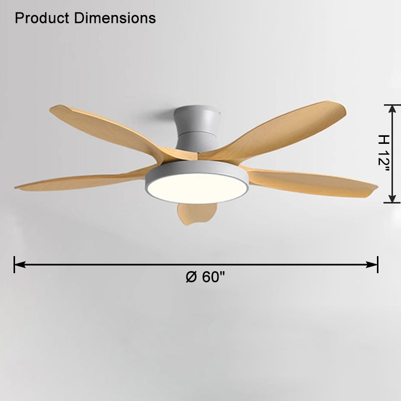 WOMO Large Scandinavian Flush Mount Ceiling Fans with Light - WM5130