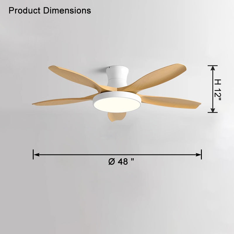 WOMO Large Scandinavian Flush Mount Ceiling Fans with Light - WM5130