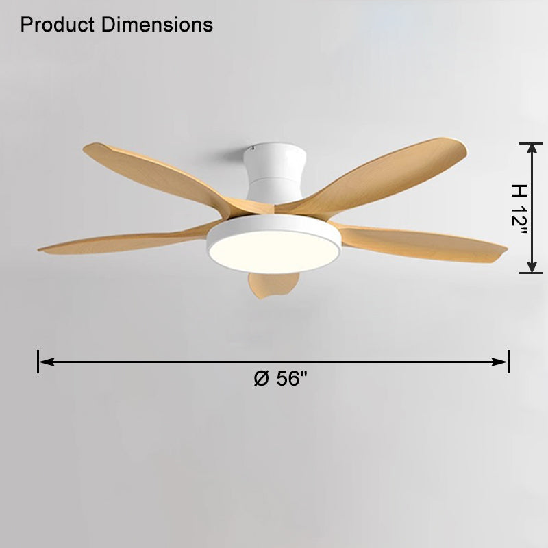 WOMO Large Scandinavian Flush Mount Ceiling Fans with Light - WM5130