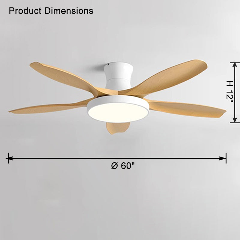 WOMO Large Scandinavian Flush Mount Ceiling Fans with Light - WM5130