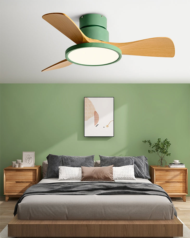 WOMO Ventiladores de techo con luz con 3 Aspas, Perfil Bajo - WM5170