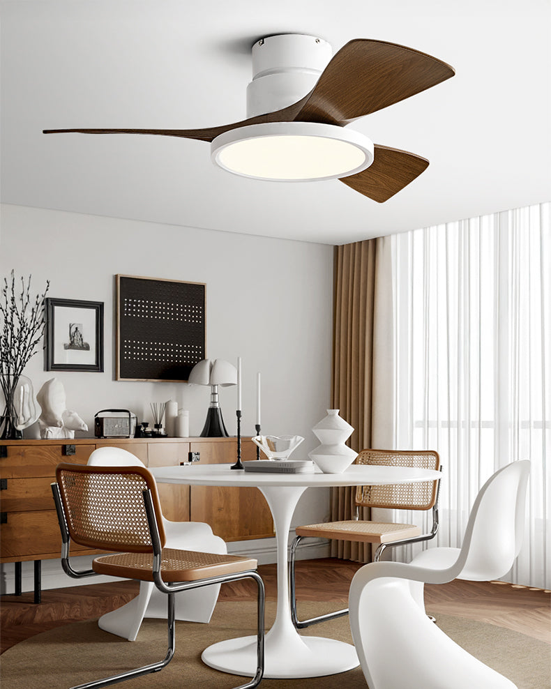WOMO Ventiladores de techo con luz con 3 Aspas, Perfil Bajo - WM5170