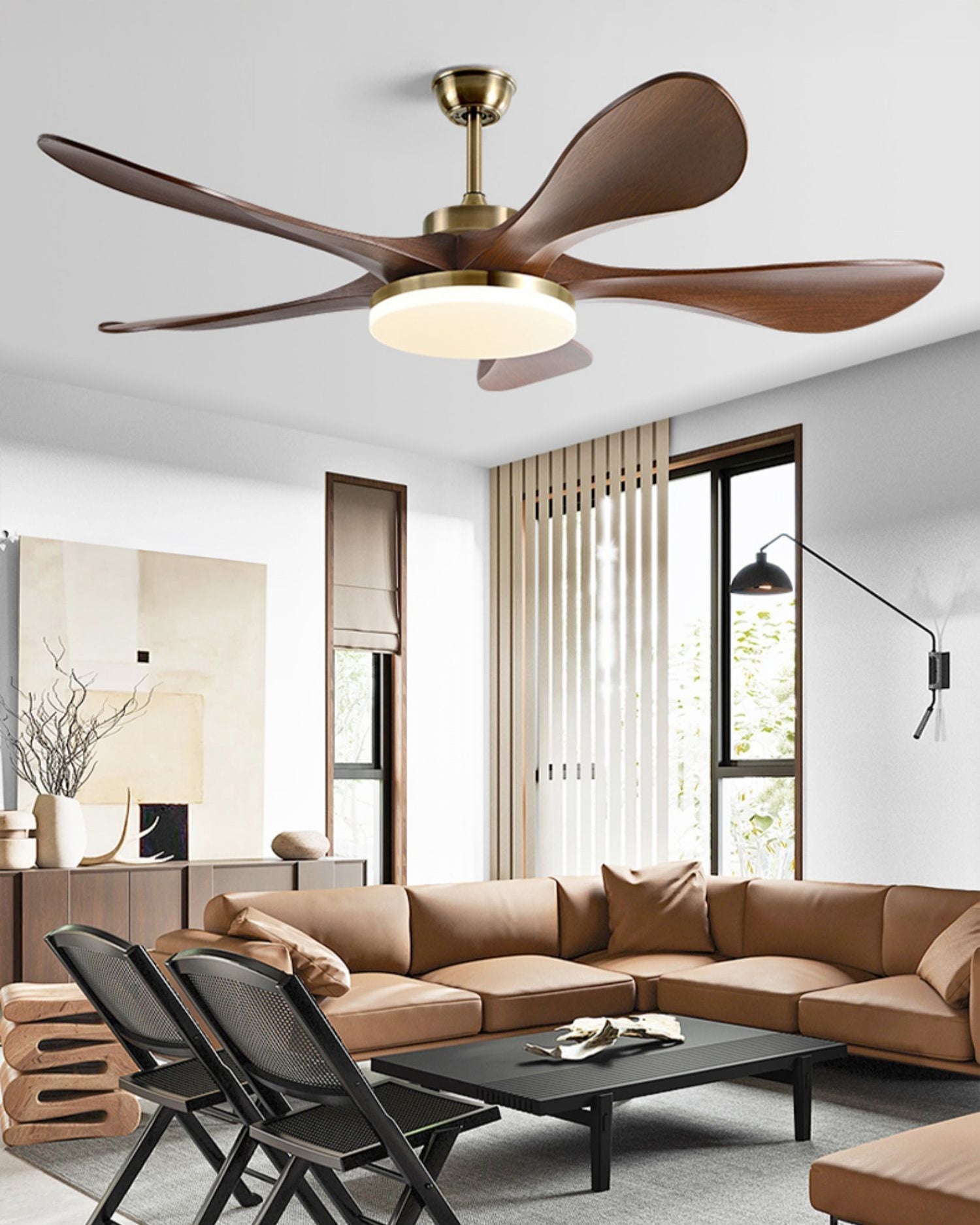 WOMO Mid Century Modern Ceiling Fans with Light - WM5173