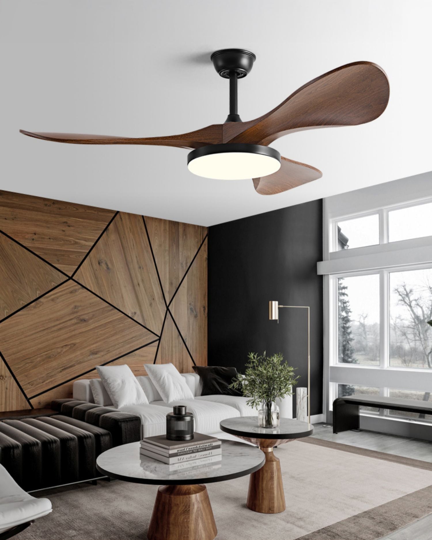 WOMO Mid Century Modern Ceiling Fans with Light - WM5173