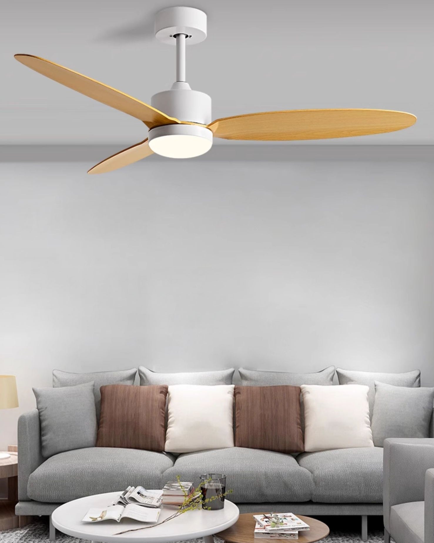 WOMO Ventiladores de techo con luz con 3 Aspas - WM5184