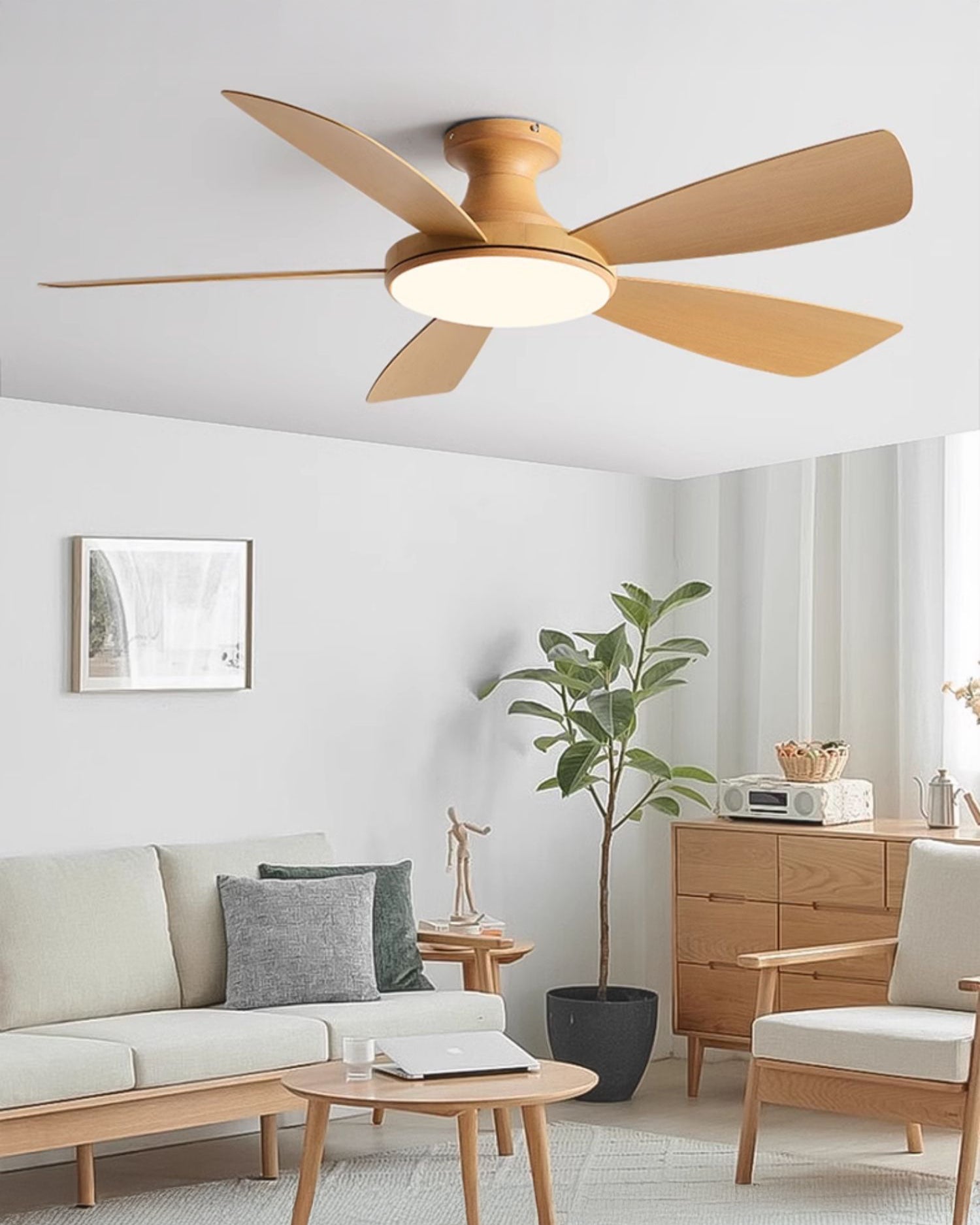 WOMO Ventiladores de techo con luz Moderna Perfil Bajo - WM5190