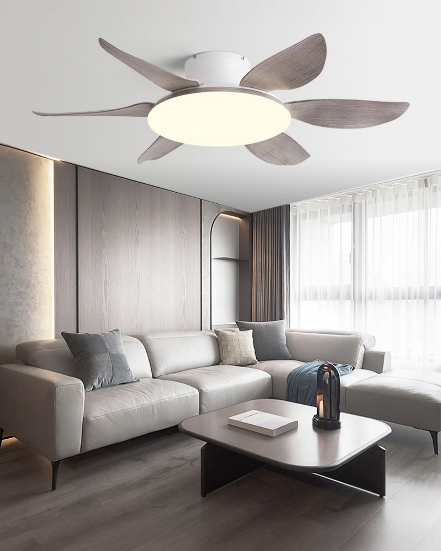 Ventilador de techo WOMO de 6 aspas de perfil bajo con luz brillante - WM5191