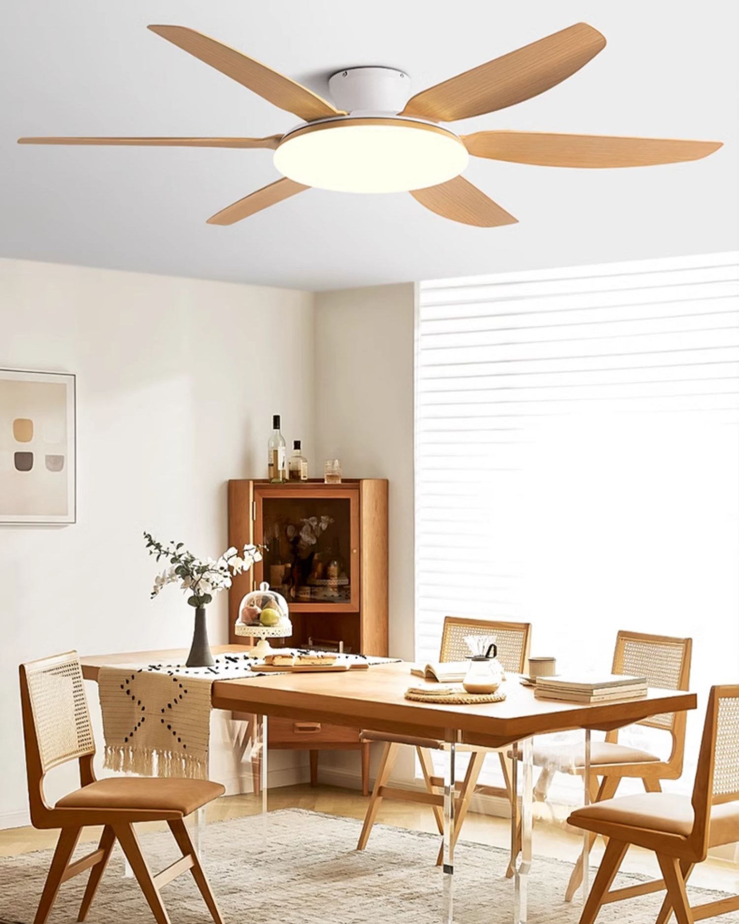 Ventilador de techo WOMO de 6 aspas de perfil bajo con luz brillante - WM5191