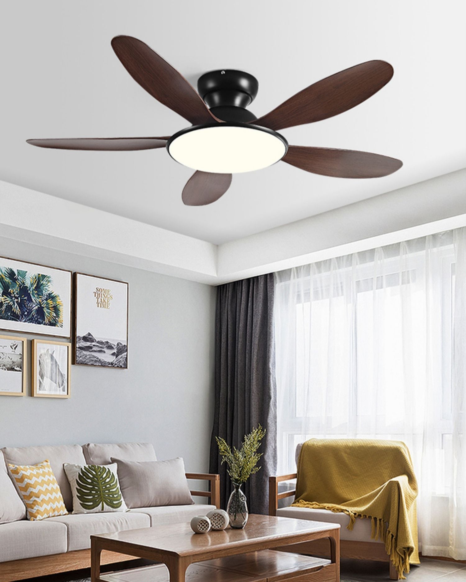 Ventilador de techo WOMO de 5 aspas de perfil bajo con lámpara - WM5194