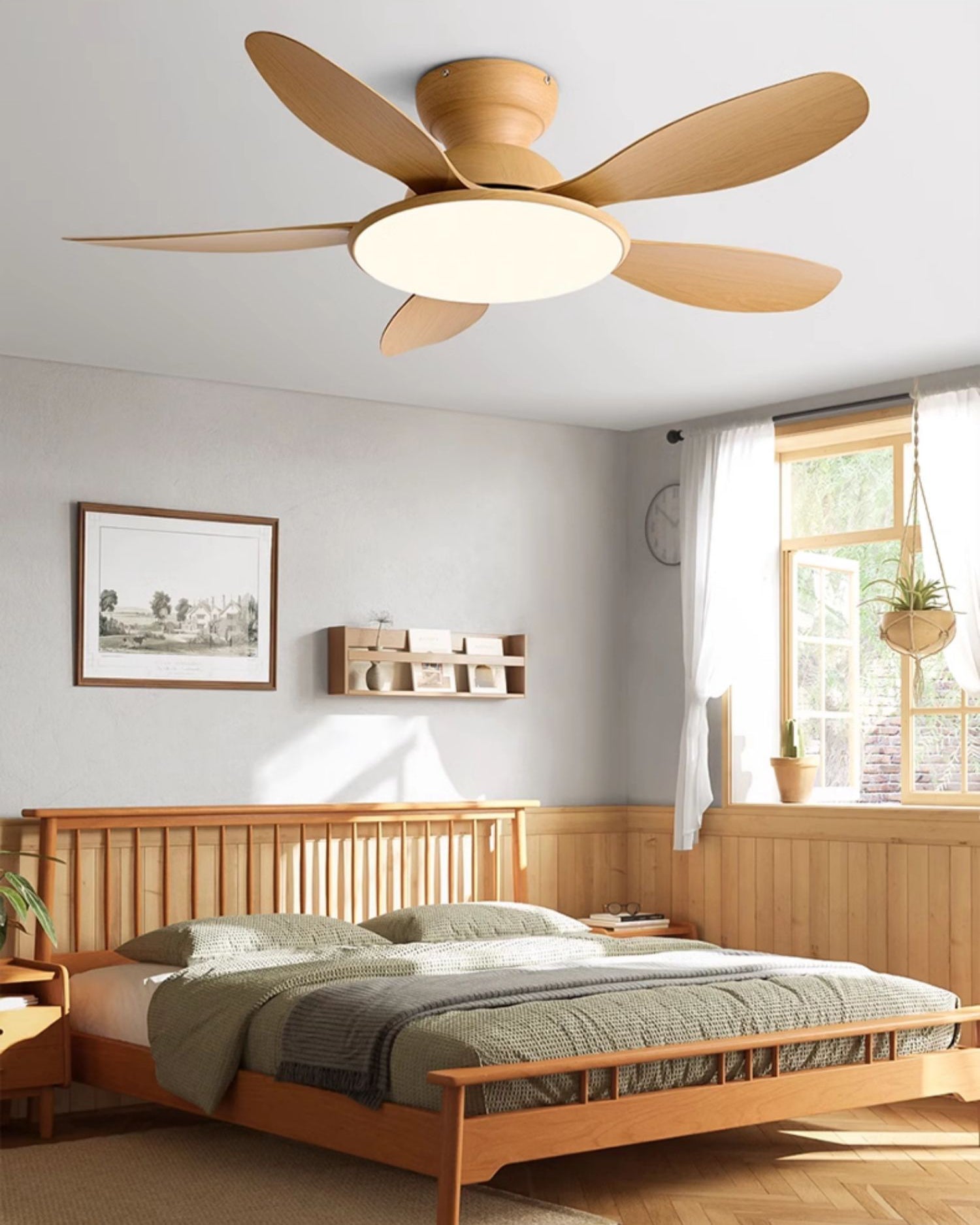 Ventilador de techo WOMO de 5 aspas de perfil bajo con lámpara - WM5194