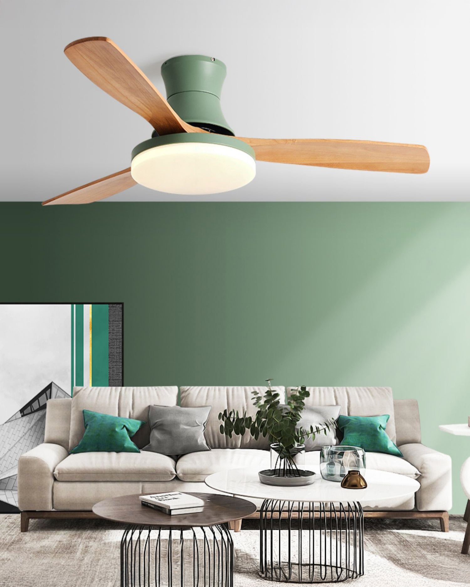 Ventilador de techo con lámpara de perfil bajo WOMO moderno - WM5198