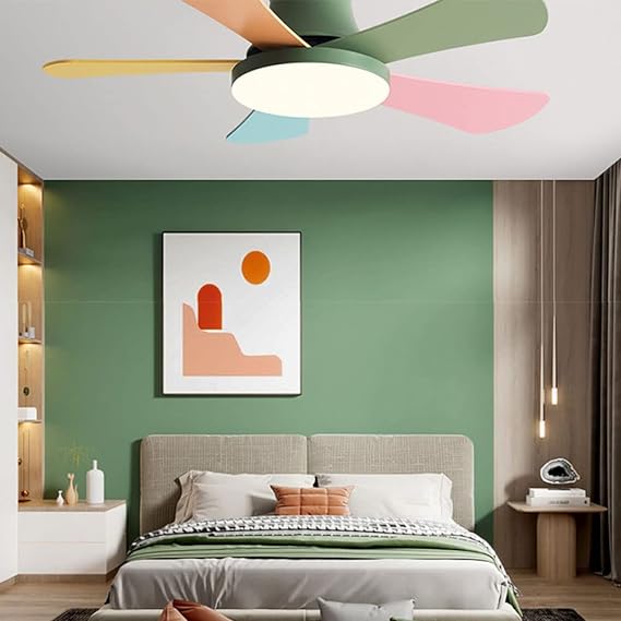 WOMO Ventiladores de techo con luz Escandinava Baja Perfil - WM5086