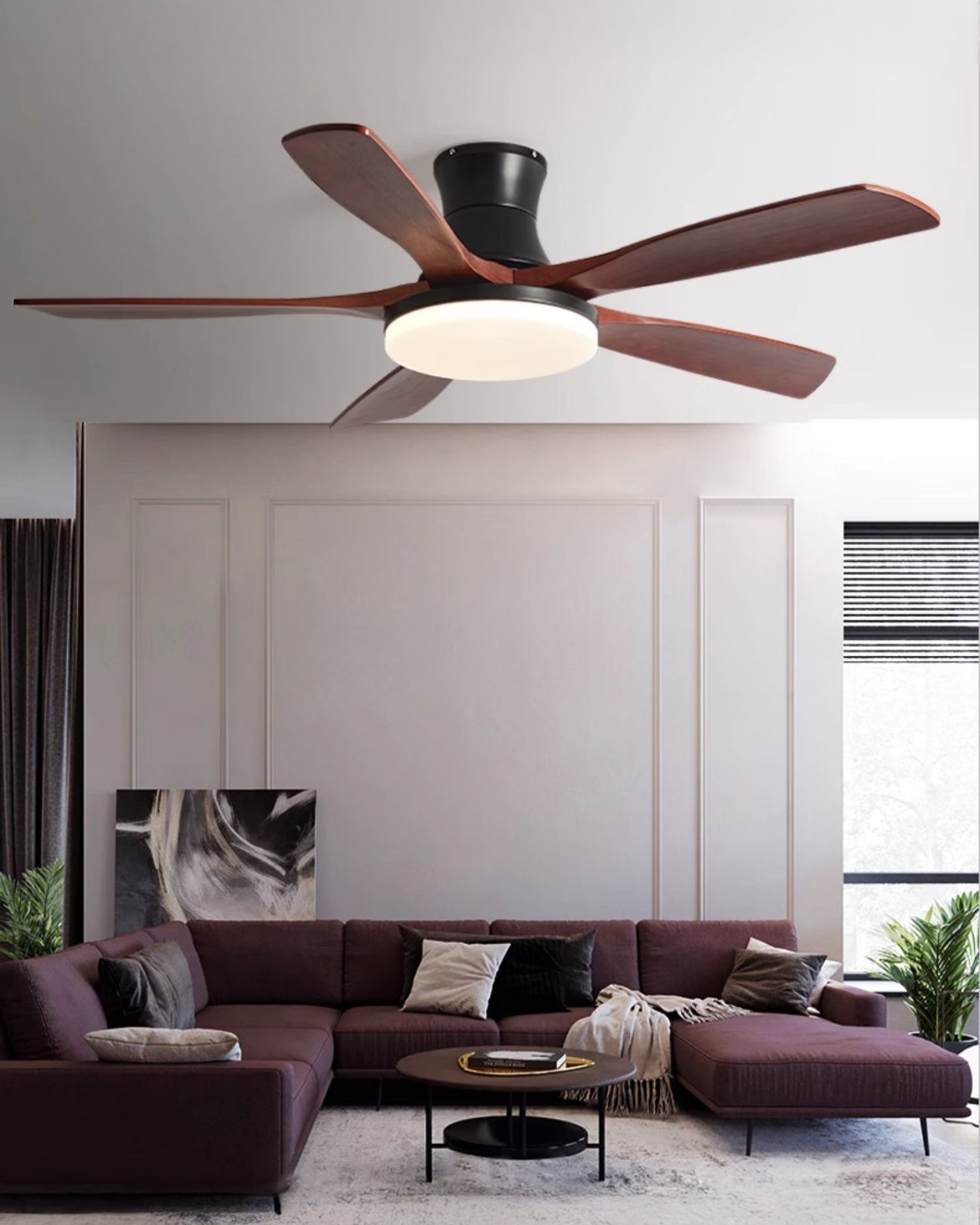 Ventilador de techo WOMO de 5 aspas de perfil bajo con lámpara - WM5208
