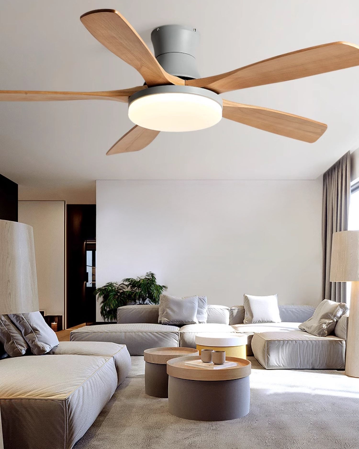 Ventilador de techo WOMO de 5 aspas de perfil bajo con lámpara - WM5208