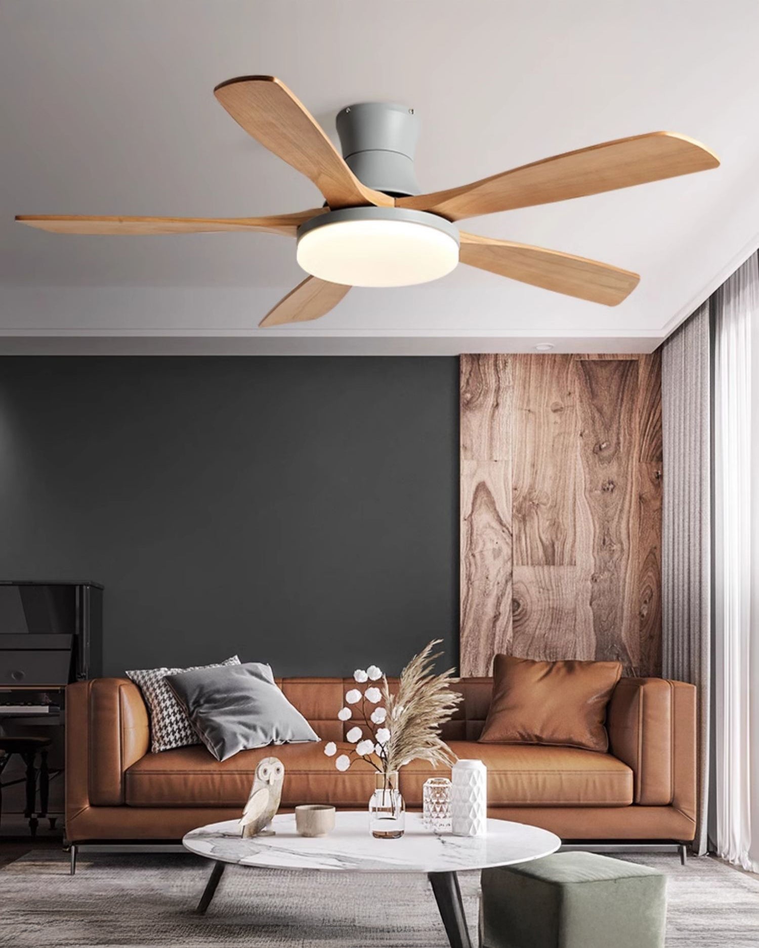Ventilador de techo WOMO de 5 aspas de perfil bajo con lámpara - WM5208