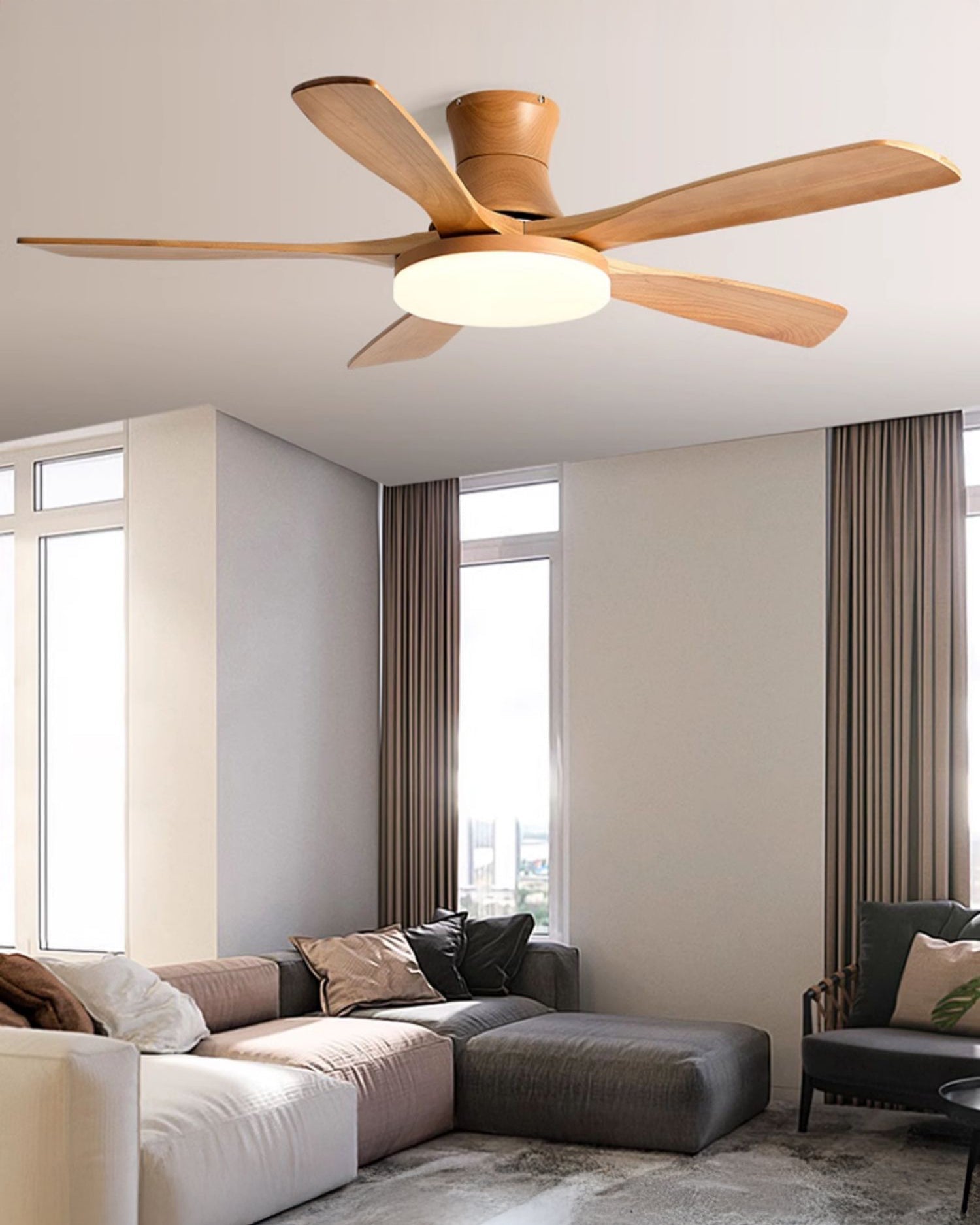 Ventilador de techo WOMO de 5 aspas de perfil bajo con lámpara - WM5208