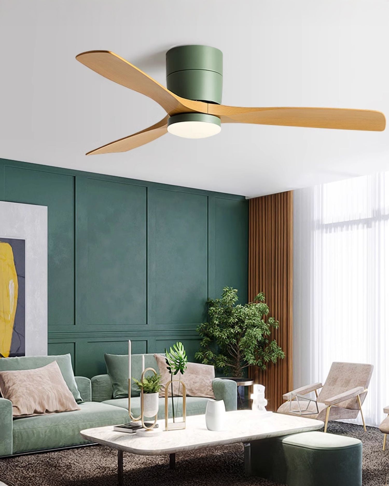 Ventilador de techo moderno de perfil bajo WOMO con lámpara-WM5215