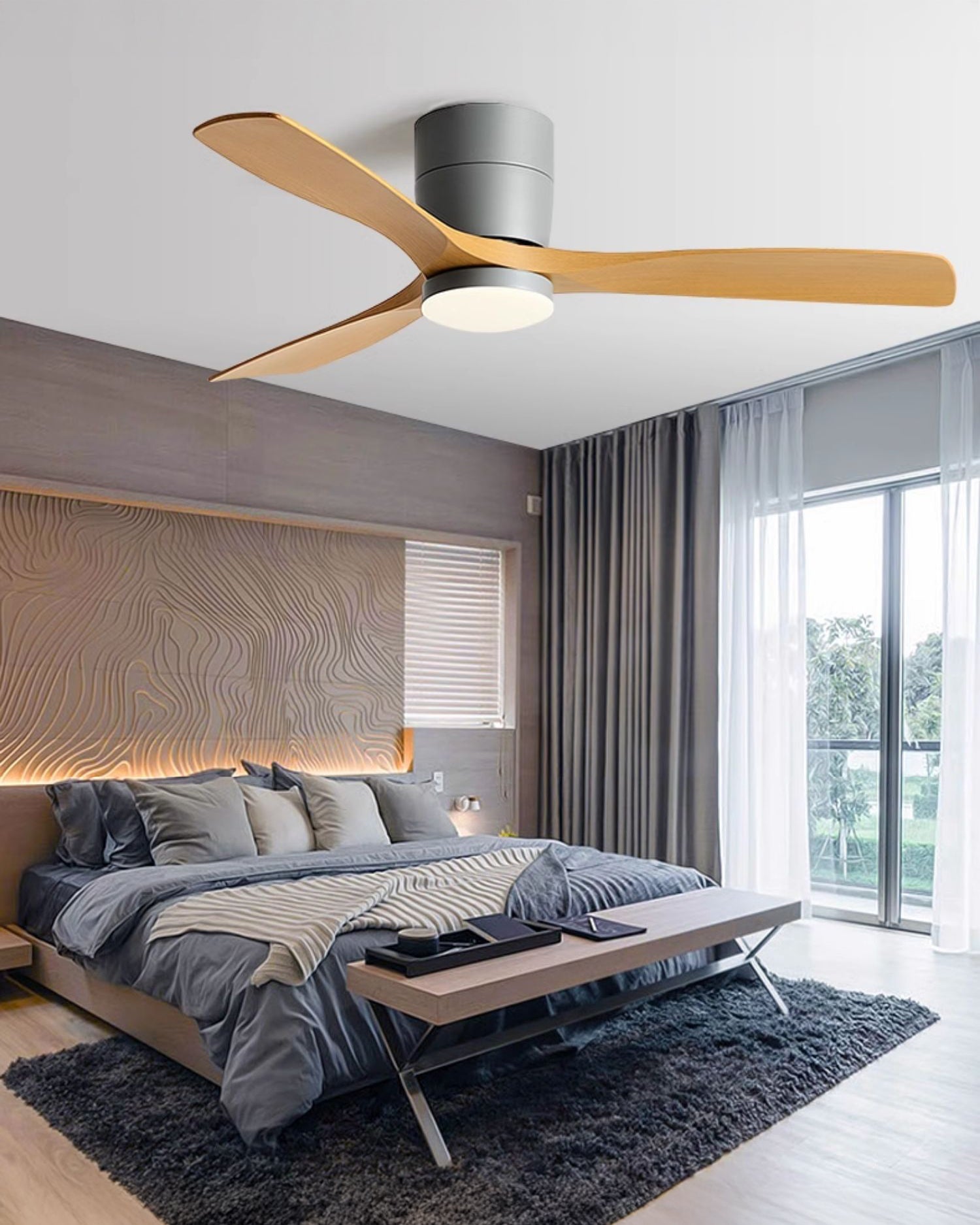 Ventilador de techo moderno de perfil bajo WOMO con lámpara-WM5215
