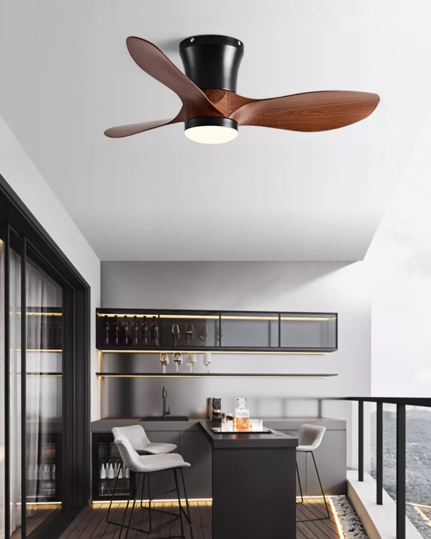Ventilador de techo pequeño WOMO de 3 aspas con lámpara - WM5218