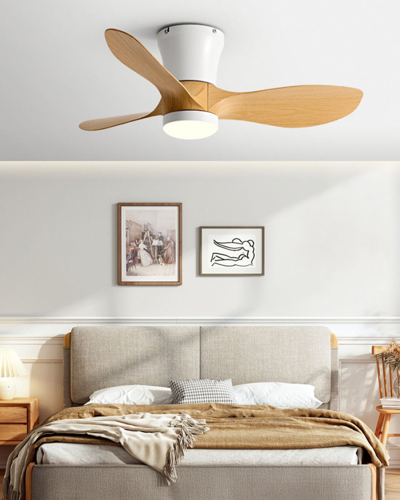Ventilador de techo pequeño WOMO de 3 aspas con lámpara - WM5218