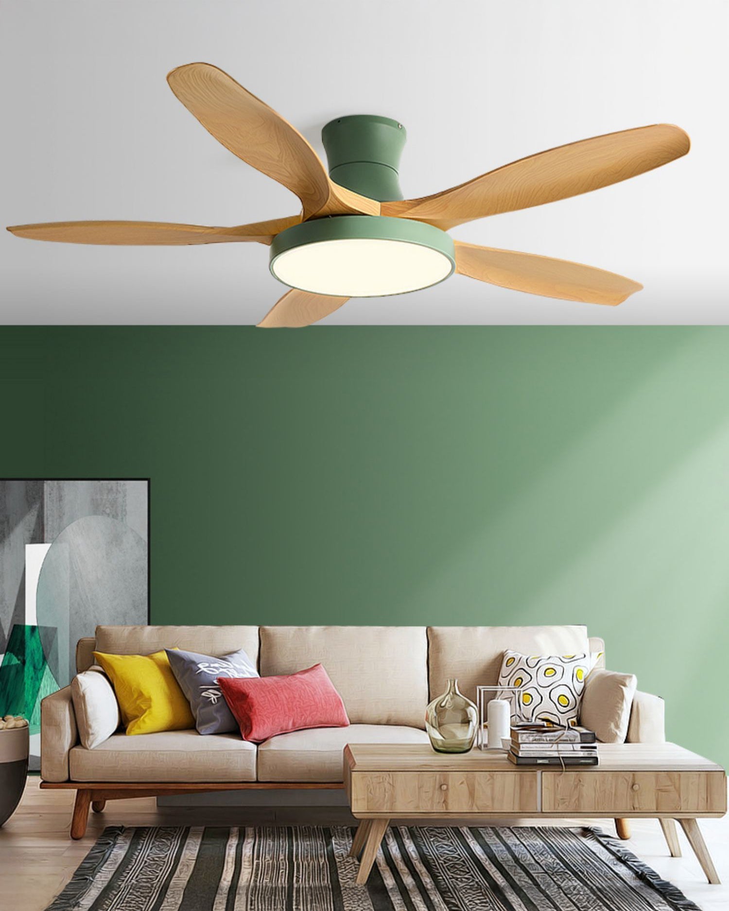 Ventilador de techo WOMO de 5 aspas de perfil bajo con lámpara - WM5245a