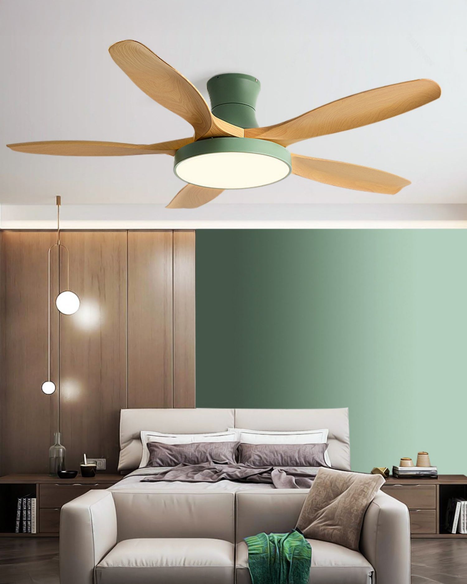 Ventilador de techo WOMO de 5 aspas de perfil bajo con lámpara - WM5245a