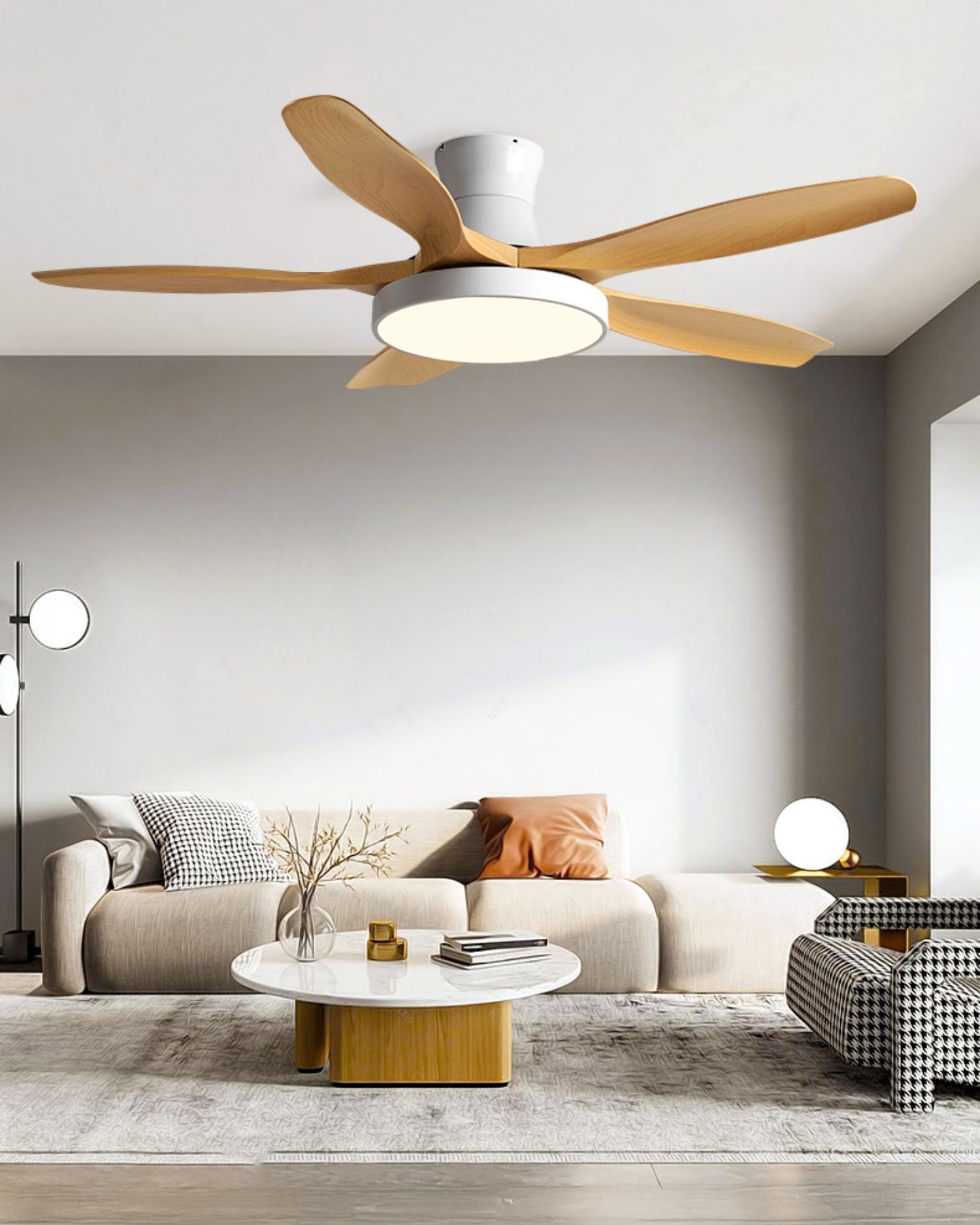 Ventilador de techo WOMO de 5 aspas de perfil bajo con lámpara - WM5245a
