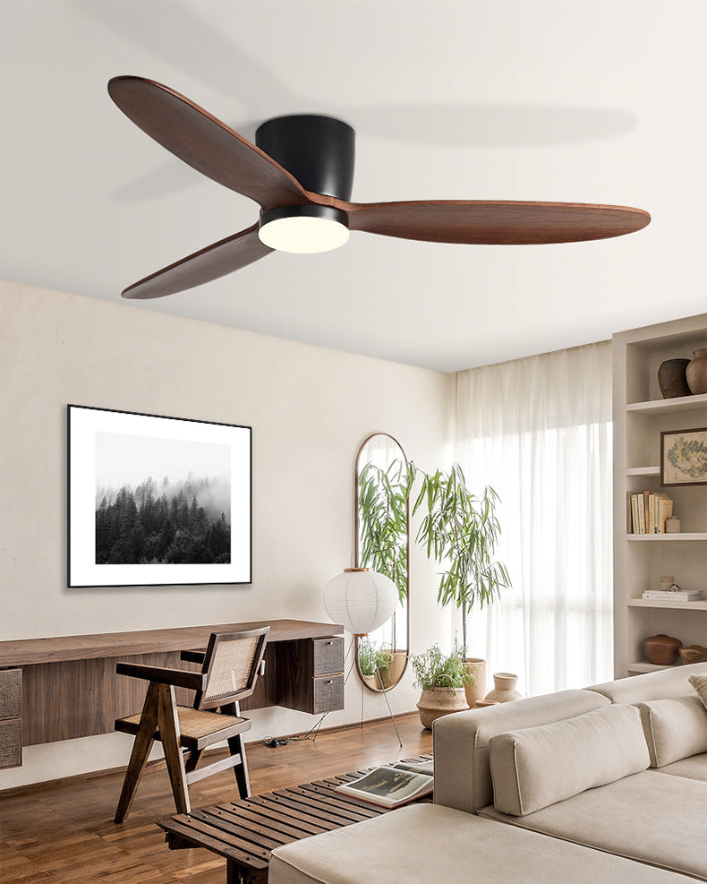 Ventilador de techo con lámpara WOMO de perfil bajo de madera - WM5259