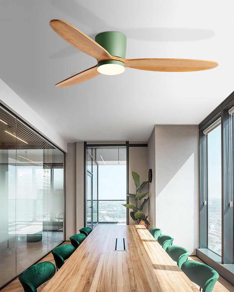 Ventilador de techo con lámpara WOMO de perfil bajo de madera - WM5259