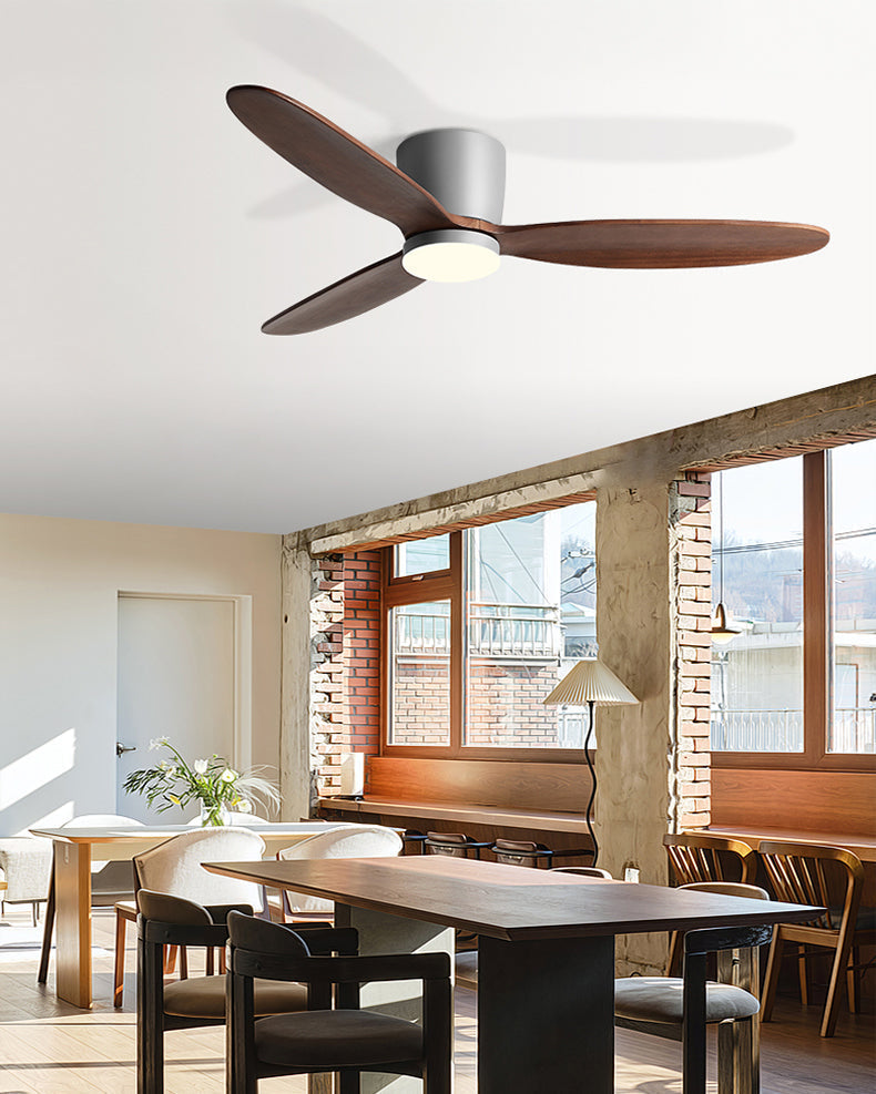 Ventilador de techo con lámpara WOMO de perfil bajo de madera - WM5259
