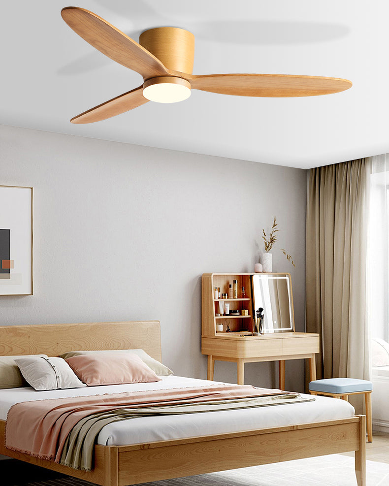Ventilador de techo con lámpara WOMO de perfil bajo de madera - WM5259