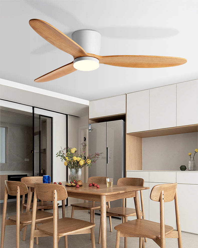Ventilador de techo con lámpara WOMO de perfil bajo de madera - WM5259