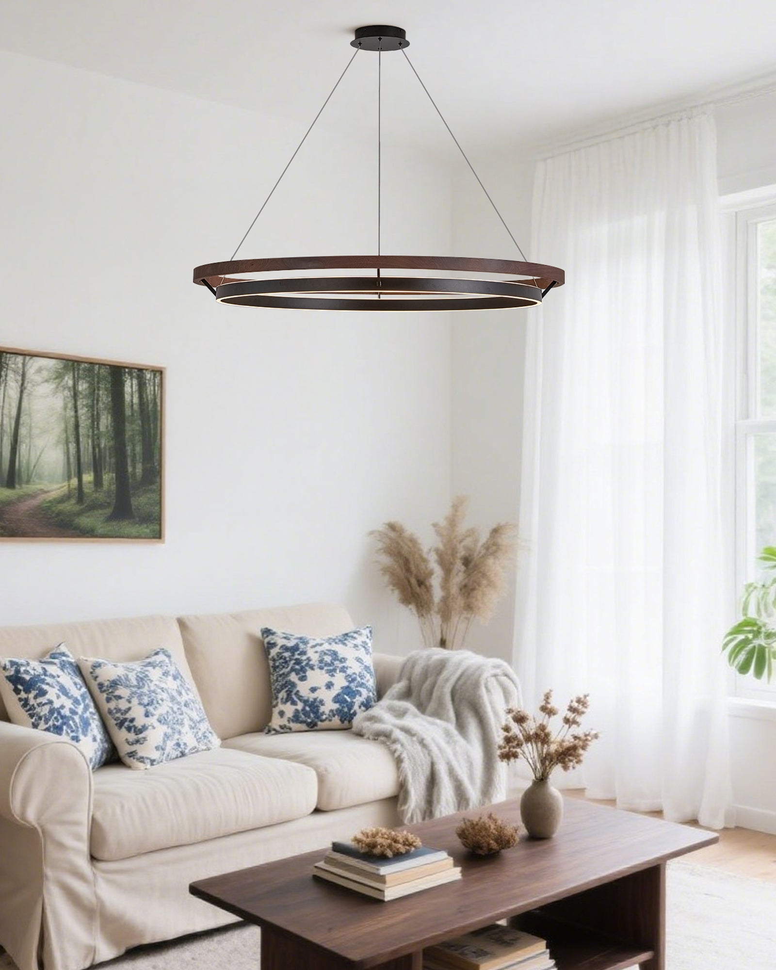 WOMO Lámparas Colgantes LED Circular de Madera - WM2492