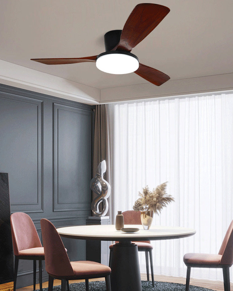 WOMO Ventiladores de techo con luz con 3 Aspas de Madera, Perfil Bajo - WM5058
