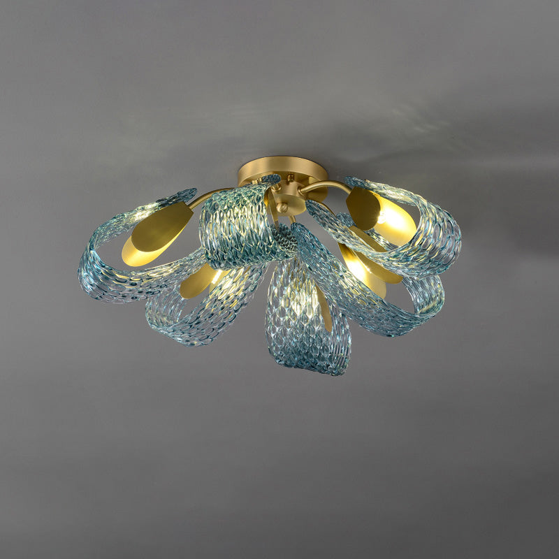 WOMO Peacock Marine Glass Semi-Flush Ceiling Light - WM1111